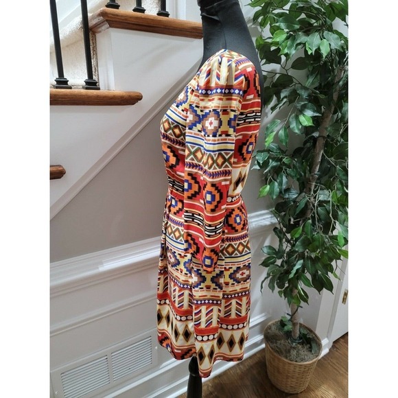 Hello Miss Women Multicolor Polyester Round Neck long Sleeve Knee Length Dress S - Picture 6 of 11